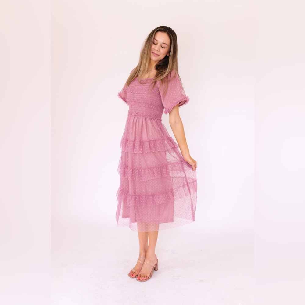 HELLO HONEY Tulle Cool for You in MAUVE - Size Large